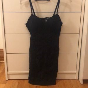 Black lace spaghetti strap dress